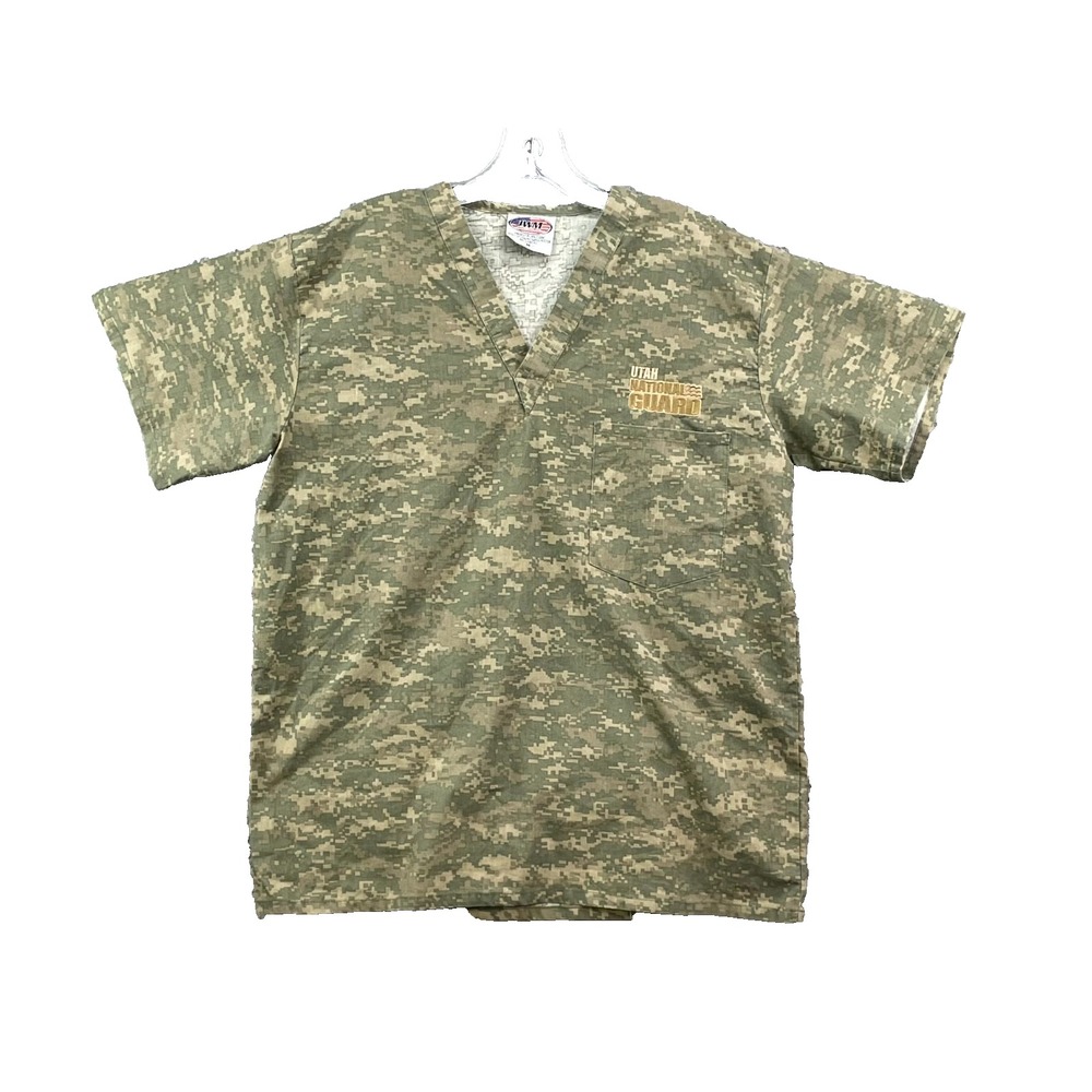 JWM Utah National Guard Scrub Top Mens Medium Digital Camo Military Medical Tech